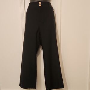 Chico's Black Wide-Leg High-Rise Trousers with Gold Accents
